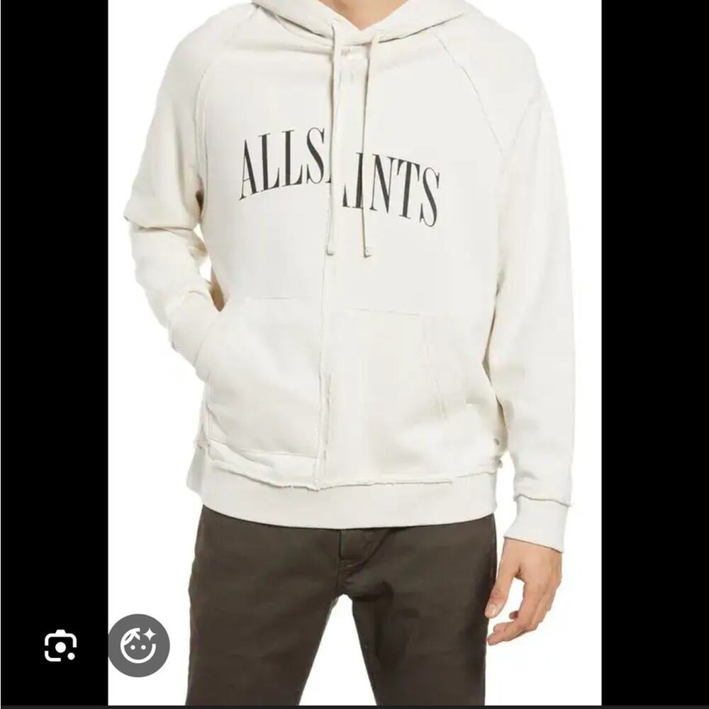 AllSaints Diverge Men's Pullover Hoodie Sweatshirt Ash White XL